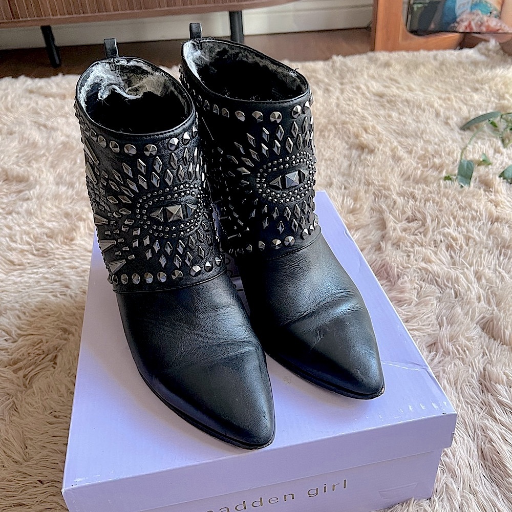 BCBGMaxAzria Black Studded WesternAnkle Boots